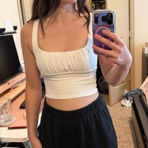 Aritzia White Square-Neck Bustier Cropped Tank Top XS